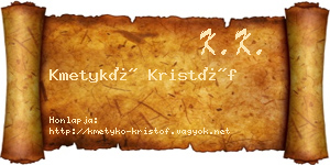 Kmetykó Kristóf névjegykártya